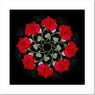 Red Rose Mandala Posters and Art